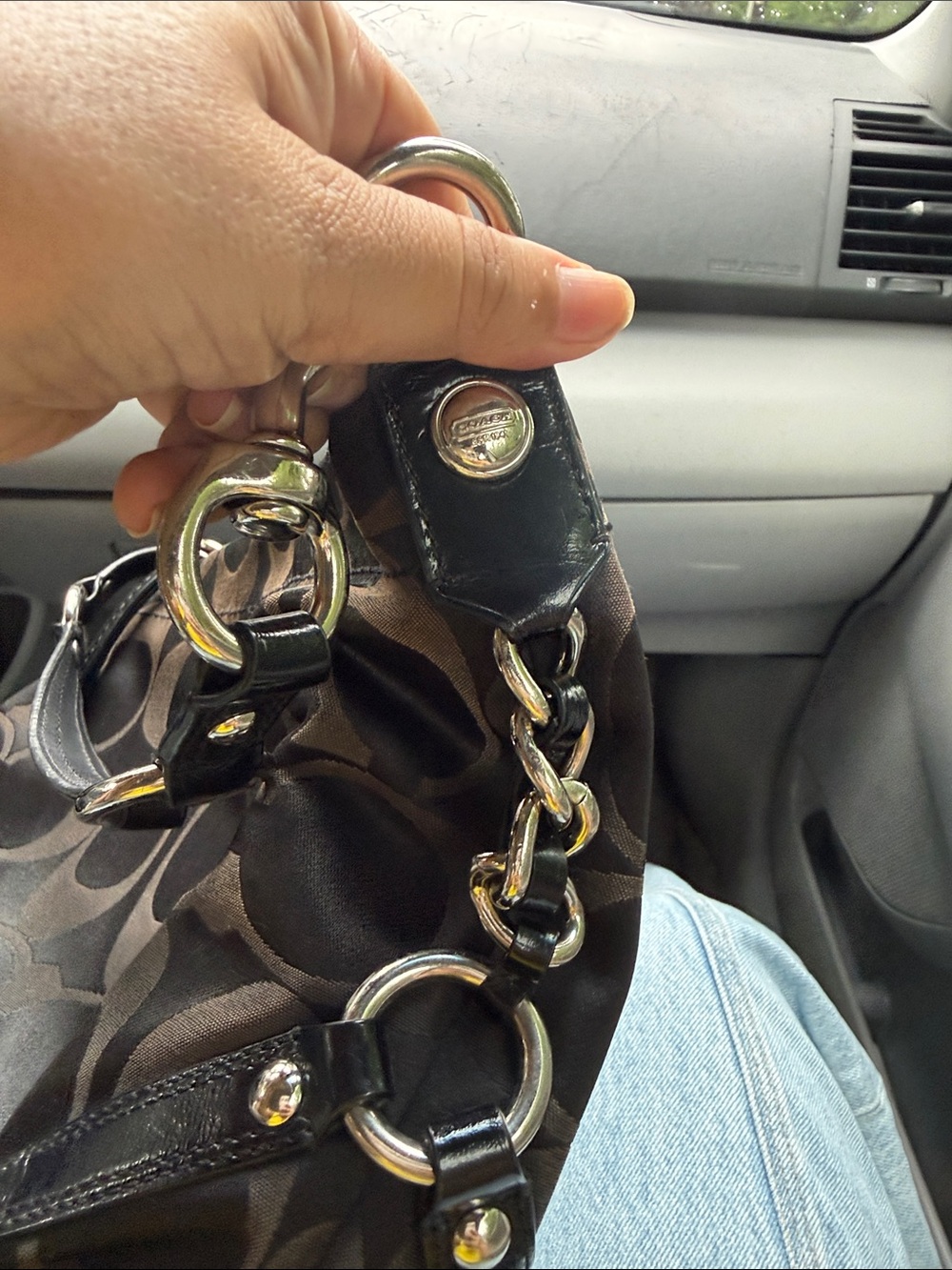Coach Black and Brown Signature Hobo Shoulder Bag - Picture 2 of 7